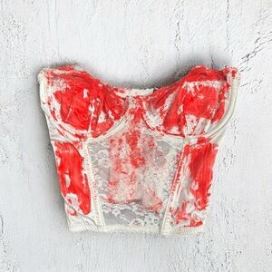 Dolls kill tricks n treats Halloween Red and White bloody Lace Bustier Top M